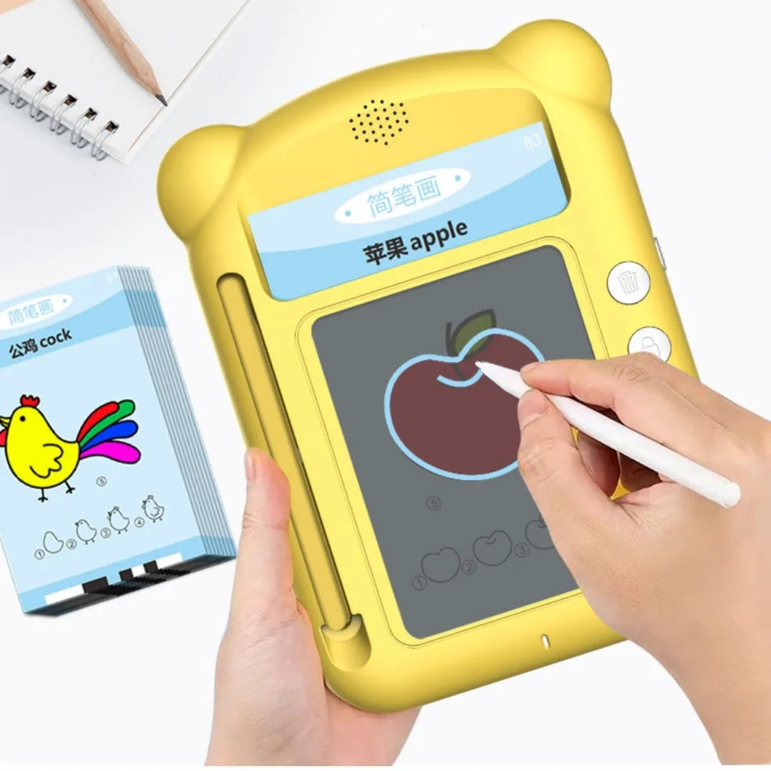 Yellow ABS plastic early learning machine with bilingual card system for children's language development