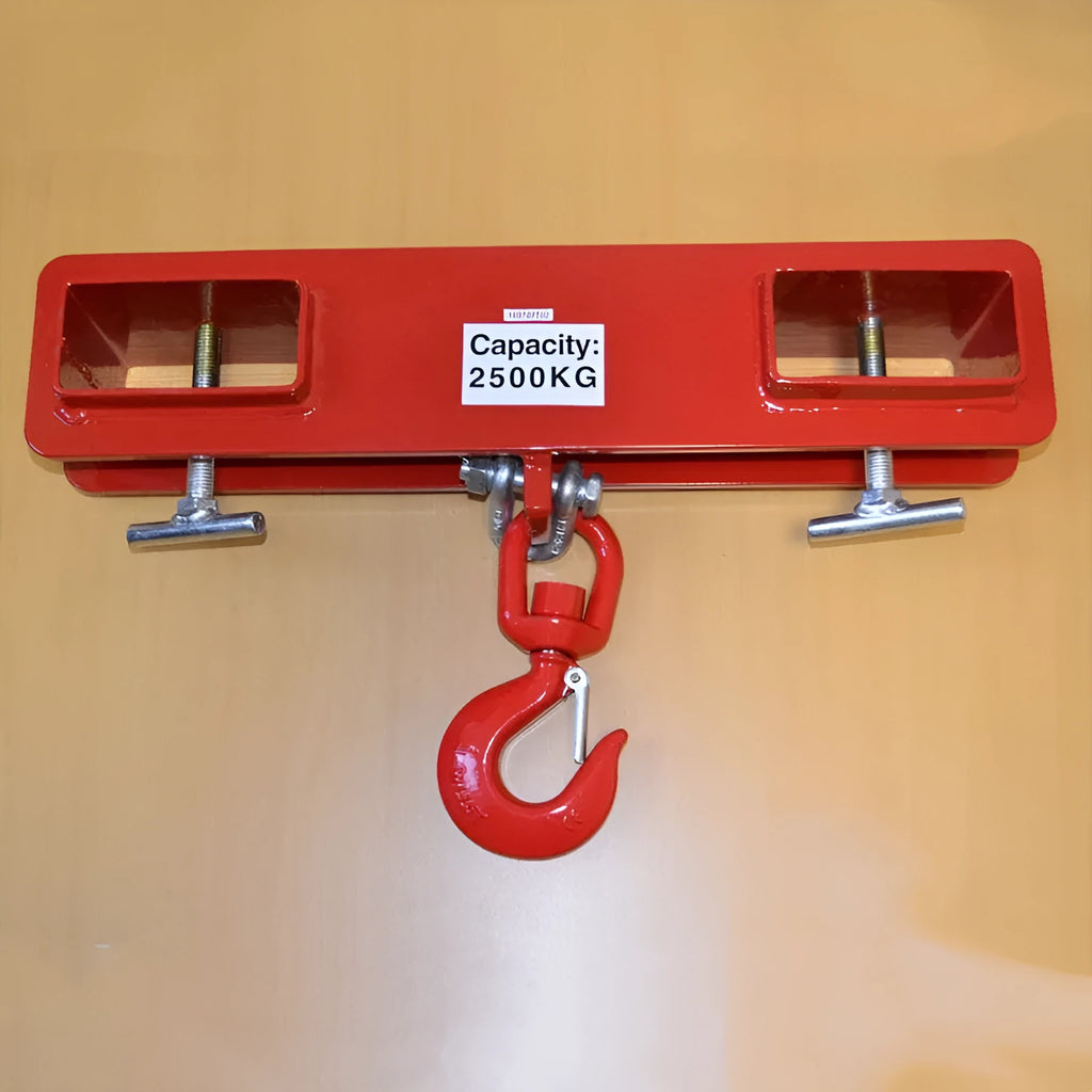 Forklift crane hook attachment with rotatable design and safety locking mechanism for 500kg lifting capacity