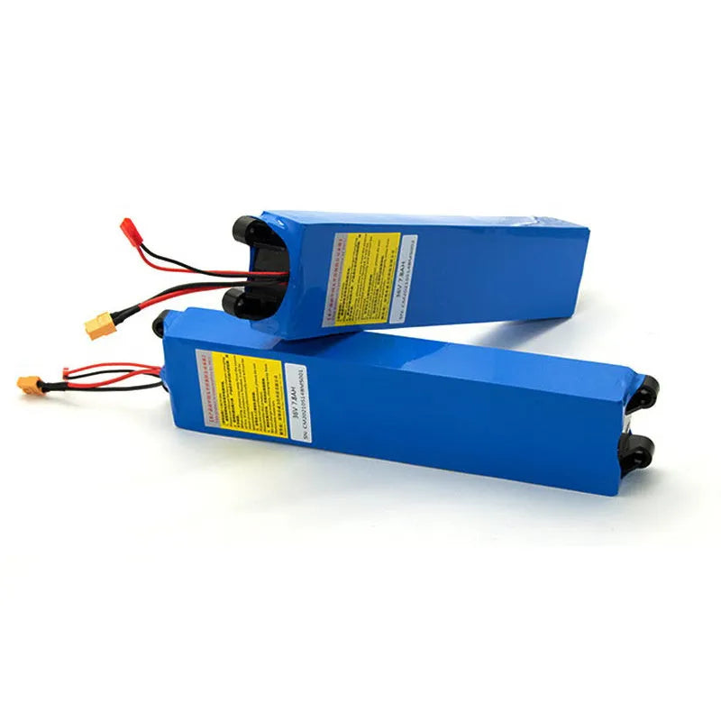 36V lithium battery pack for electric scooter replacement, showing capacity options 6.6Ah 7.8Ah 10.4Ah.