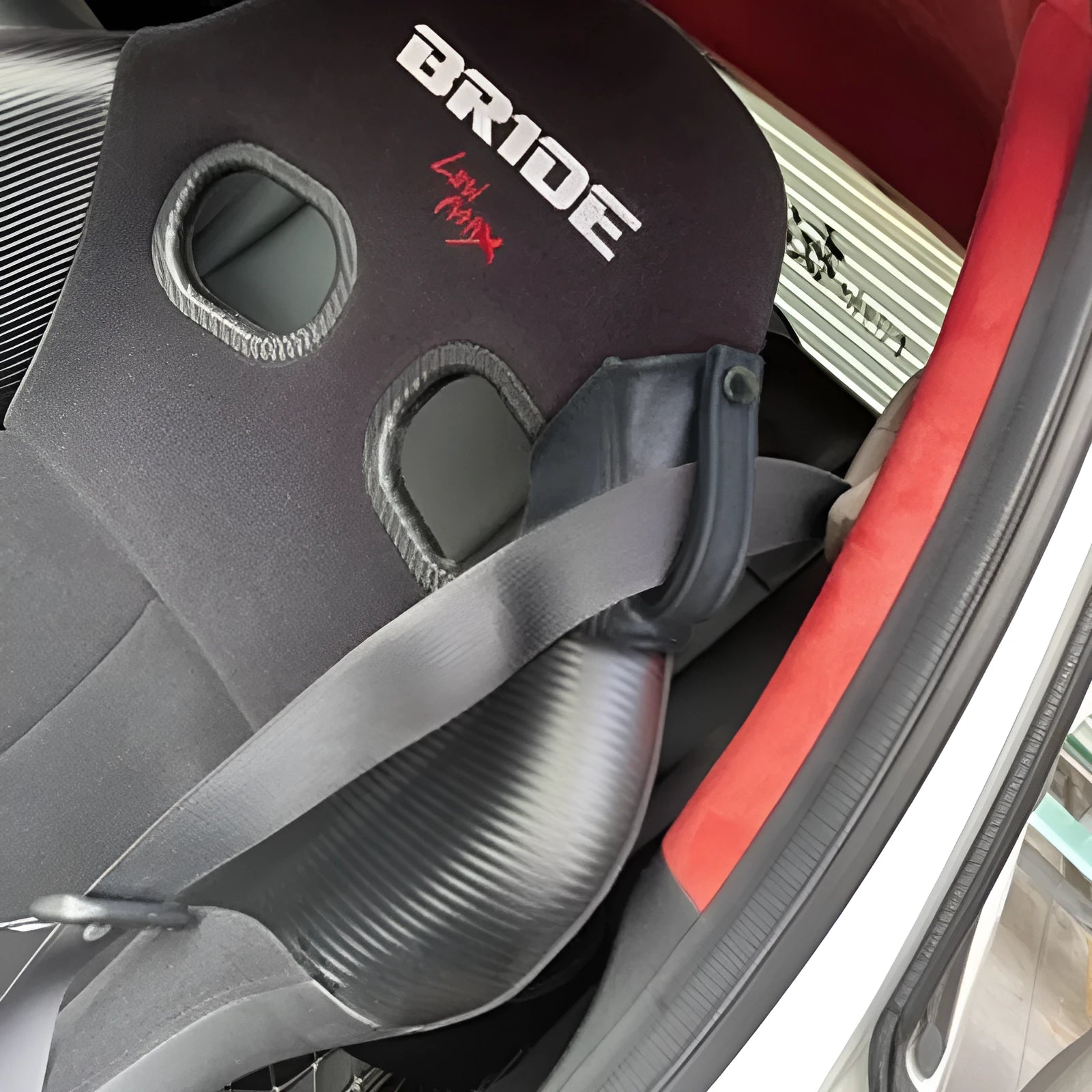 Leather racing seat belt shoulder strap cover with multicolour thread options for RECARO Bride bucket seats