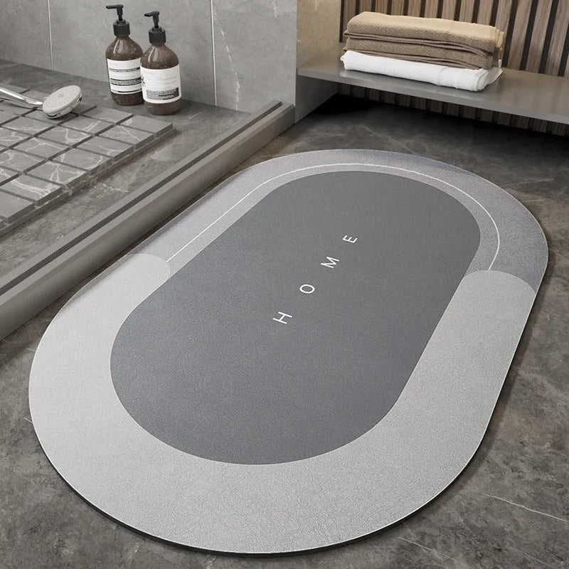 Cushioned bathroom floor mat in blue colour with rectangular shape