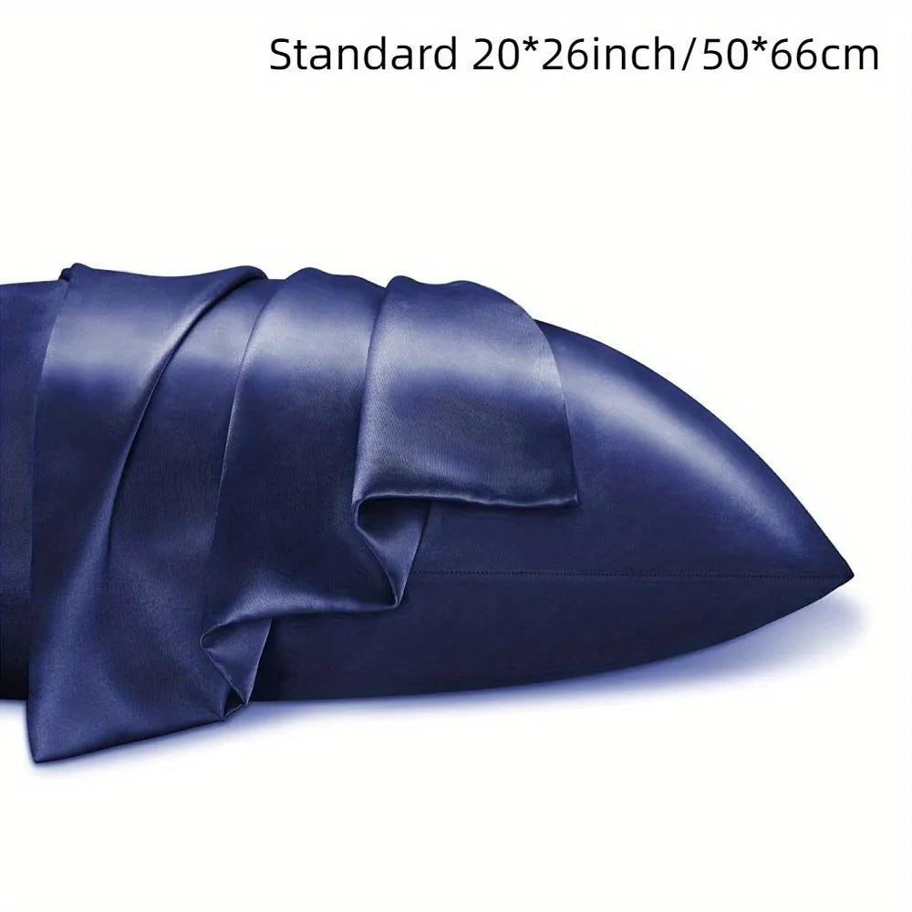 Satin cloth solid colour pillowcase pair in polyester fibre with plain weave finish