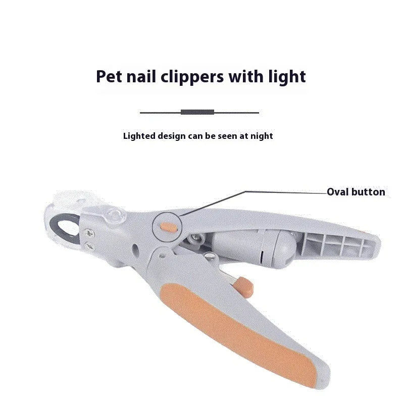 White and blue dog nail clipper with a visible blood line indicator window and a separate safety guard on a blister card.