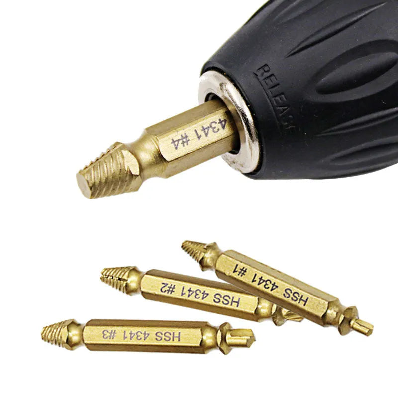 4341 high-speed steel screw extractor set for removing broken screws, bolts and nails