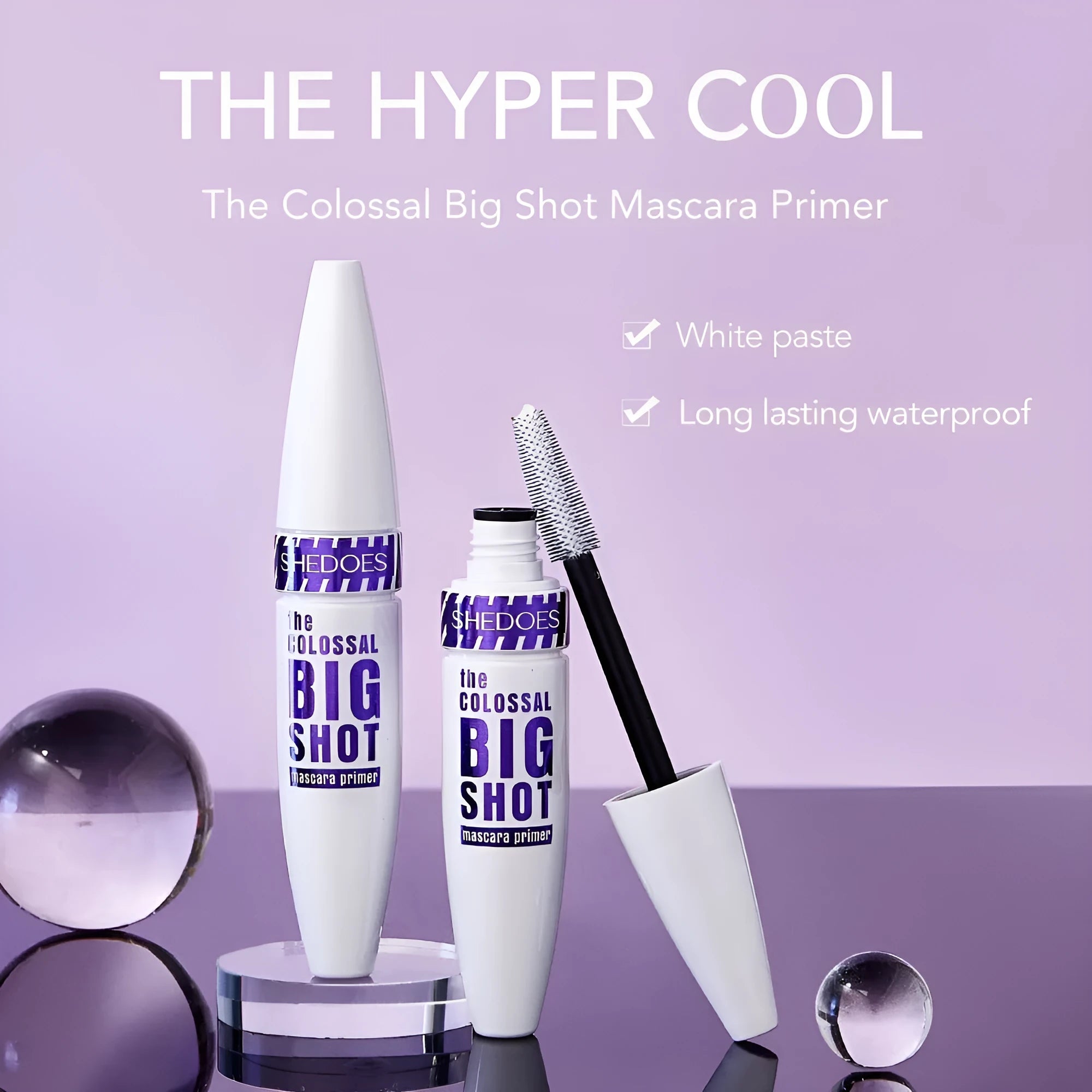 10ML white waterproof mascara with sweat-proof and quick-drying properties for curling and thickening lashes