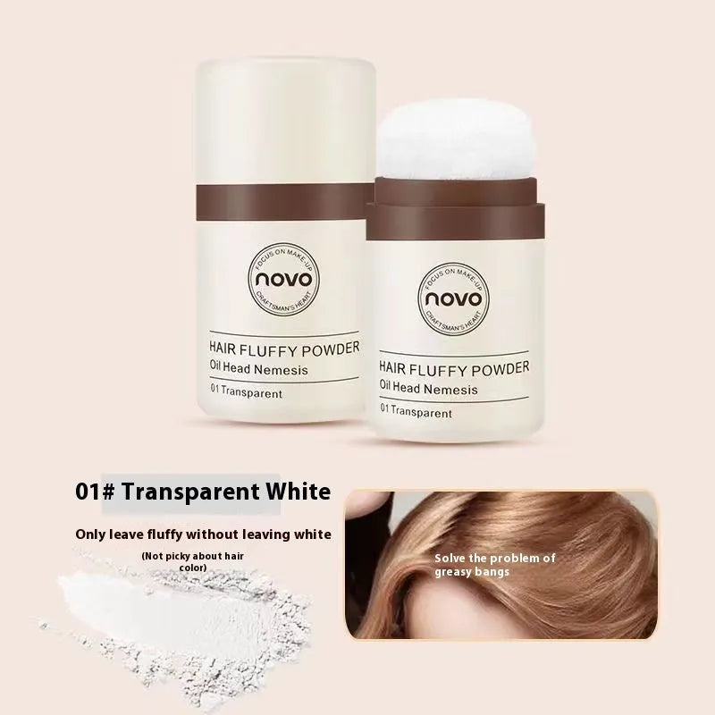 Container of mattifying face powder for oil control around bangs and hairline