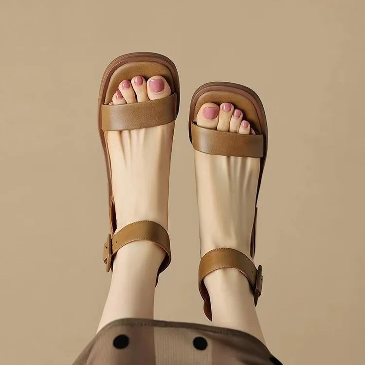 Women's white retro platform heels with ankle strap and round toe