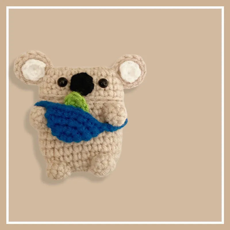 Handmade knitted koala bear backpack design protective sleeve for Apple AirPods case