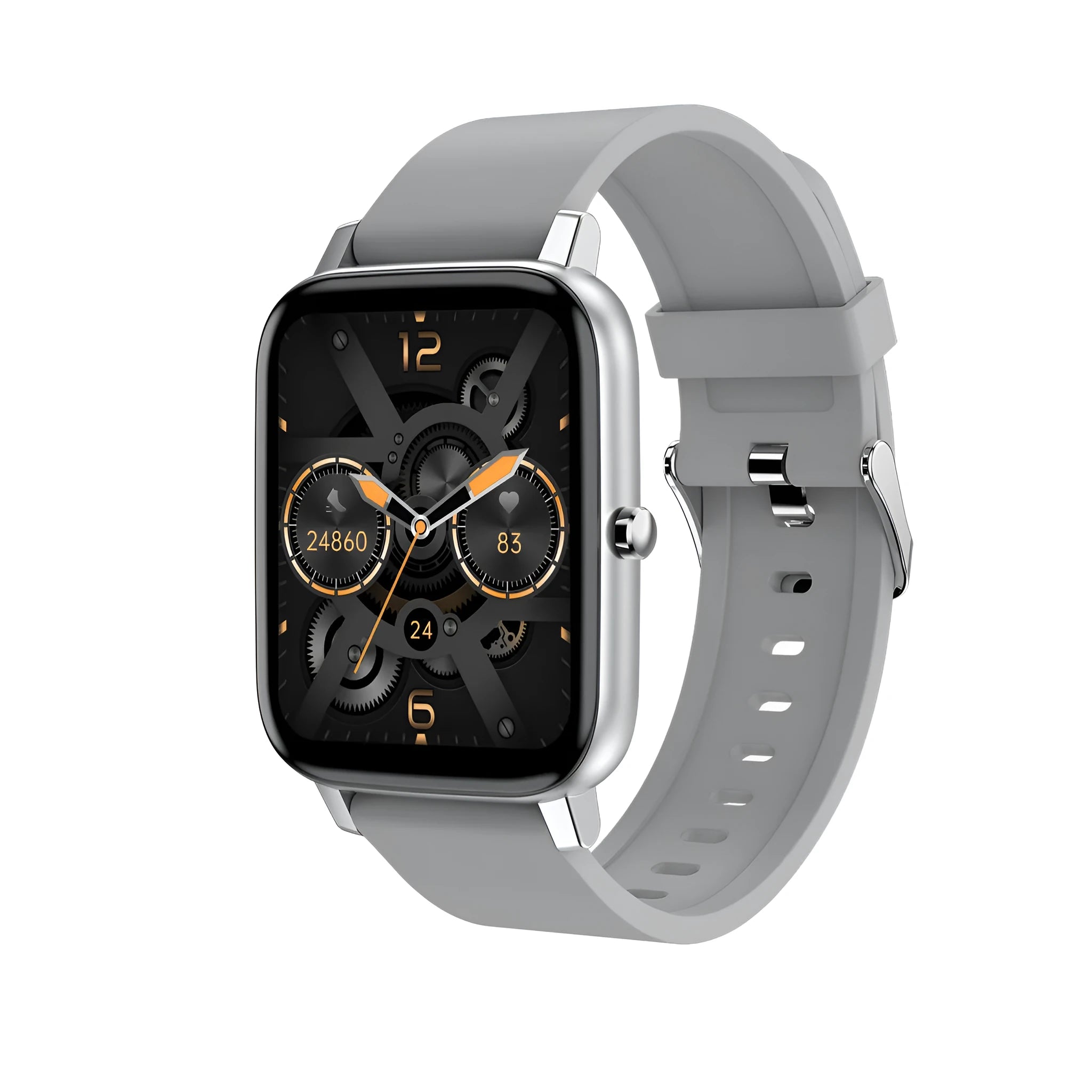 H80 smart watch with black silicone strap showing ECG and blood oxygen monitoring on its 1.69-inch touch screen