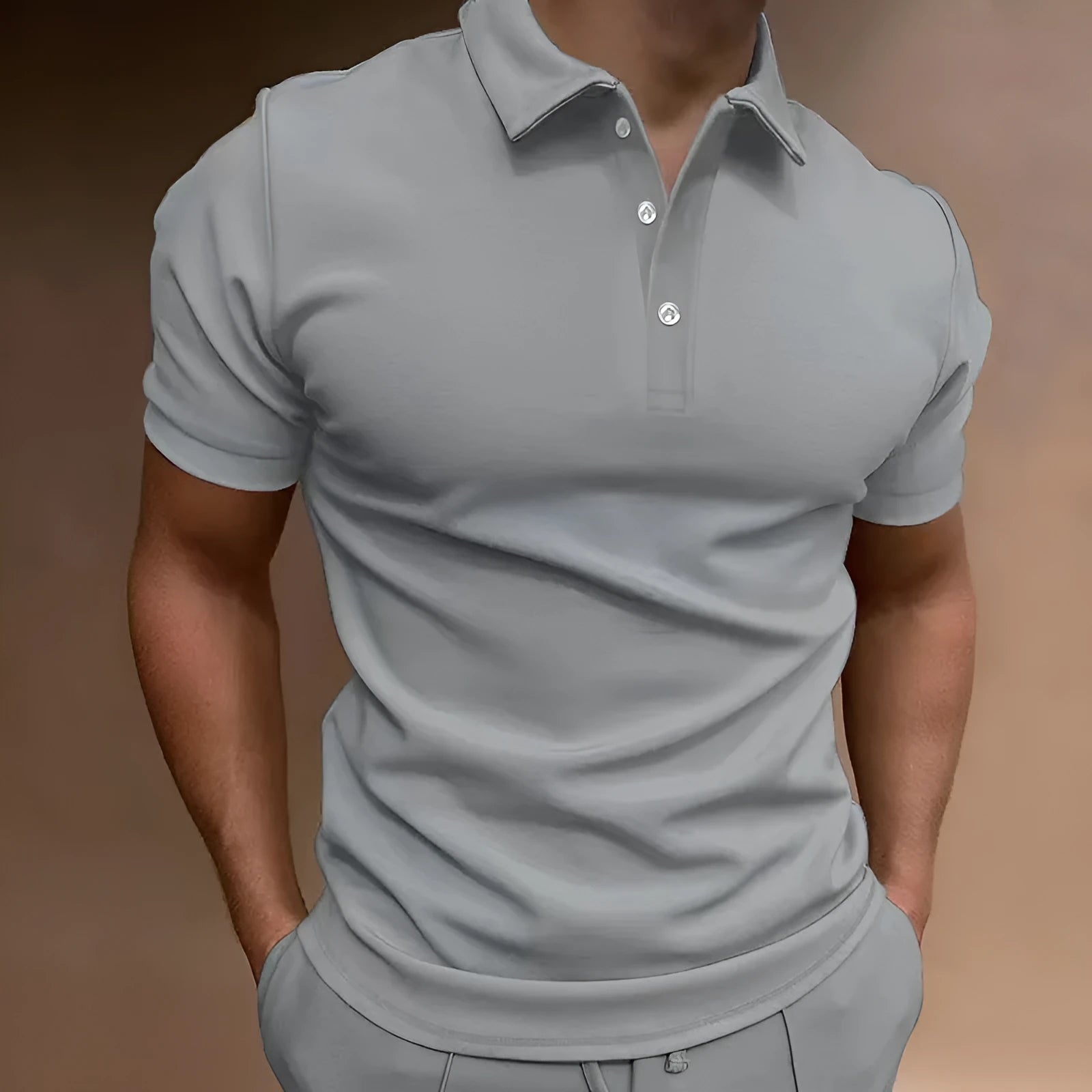 Men's loose fit cotton blend t-shirt with button front detail in multiple colour options