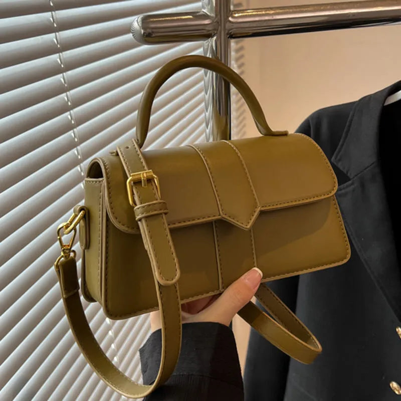Women's PU messenger bag with file compartment in beige, brown, green, black colours