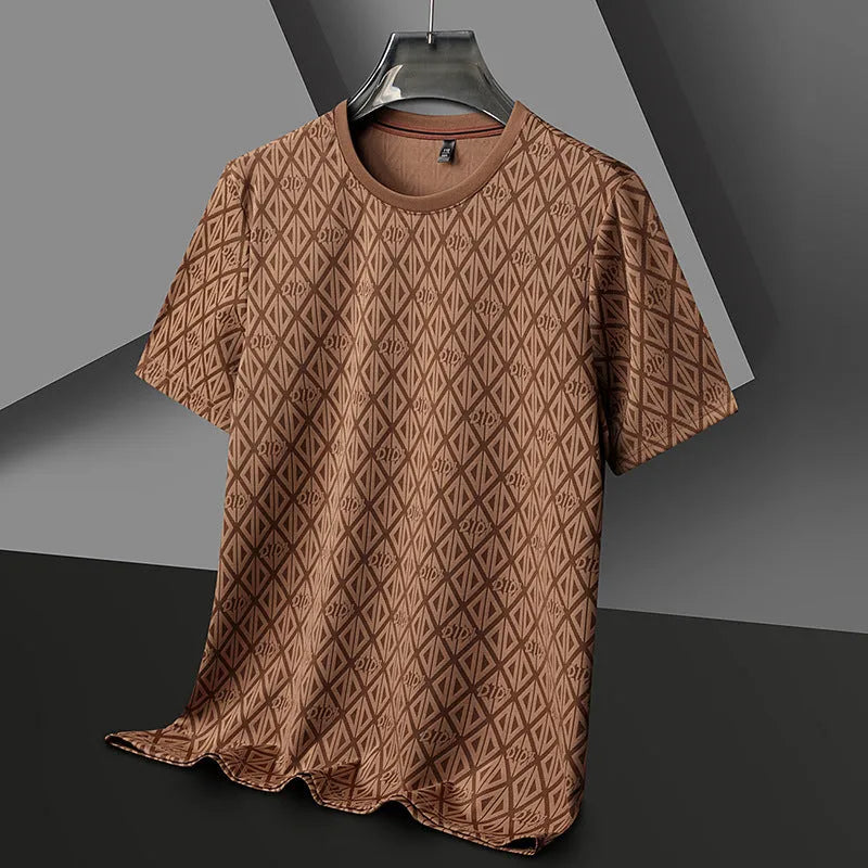 Men's round neck ice silk antibacterial casual t-shirt in loose fit with short sleeves