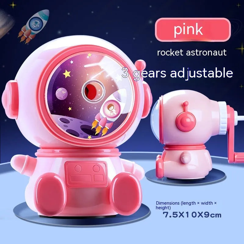 Blue astronaut pencil sharpener manual operation children's stationery