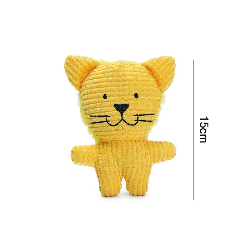 Animal shape plush dog chew toy with squeaker in bright colours