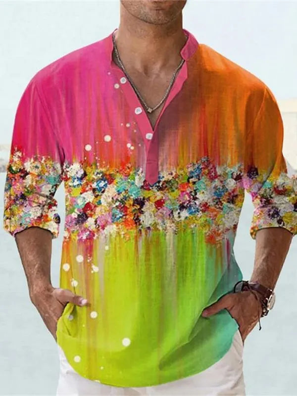 British style bamboo hemp short sleeve shirt with striped pattern in European sizing