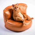 Lazy cat ornament and fabric sofa model set for car dashboard, 7.5cm high.