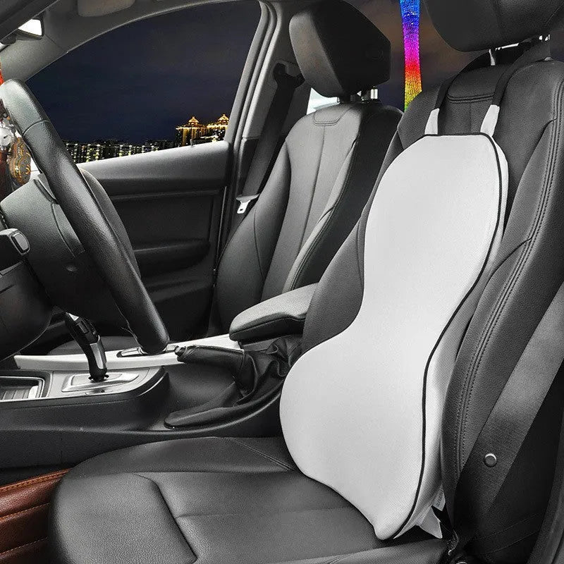 Memory cotton car waist back support cushion in solid colour on vehicle seat