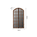 Terrace distressed fake window wall mirror with wooden frame and log colour finish