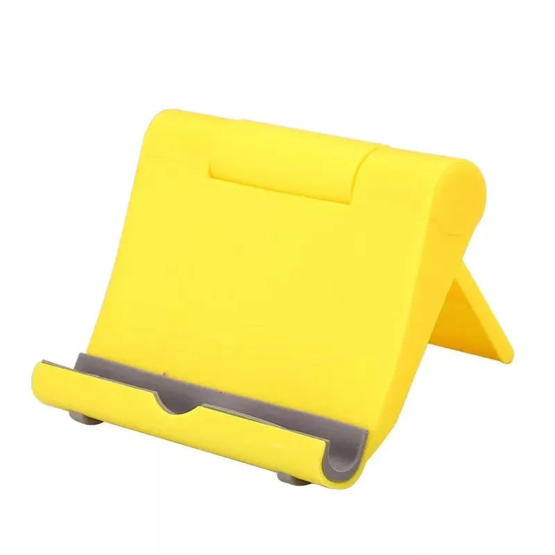 Black PE folding phone and tablet stand shown at an angle on a white background.
