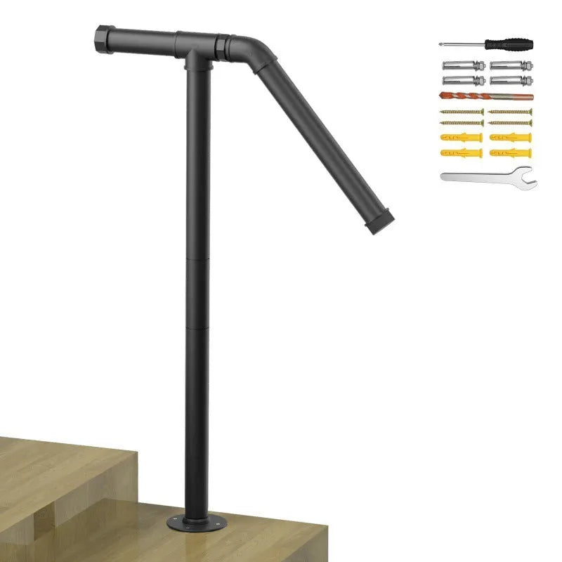 Black metal ladder support with minimalist American household design.
