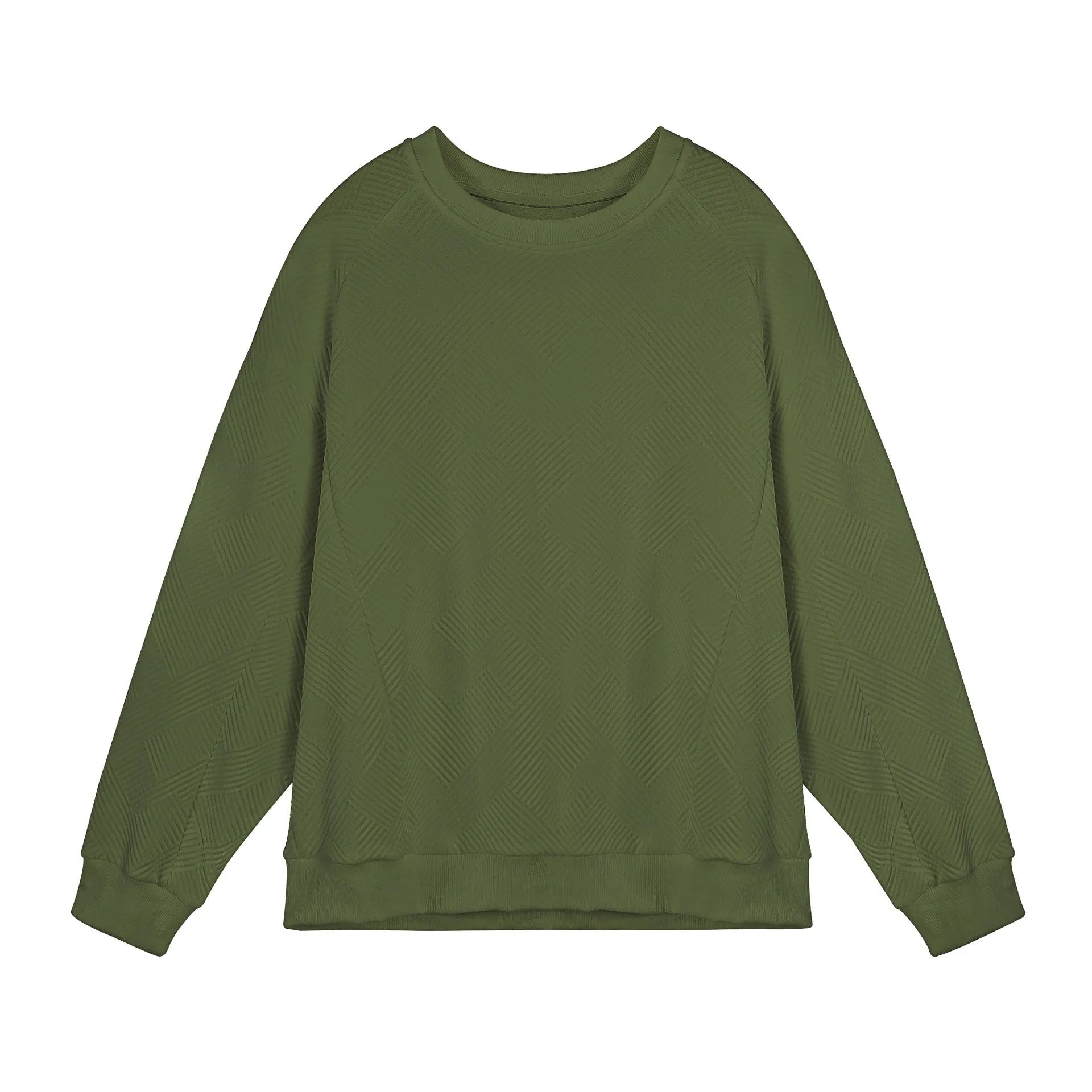 Men's loose fit twill jacquard pullover sweater in solid colours with round neck and long sleeves
