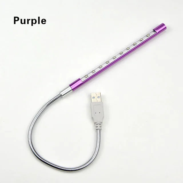 Spiral aluminium USB LED desk lamp in black silver gold blue purple red colours