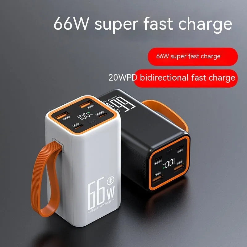 PD66W 20000 mAh fast charge power bank in black and white creative design