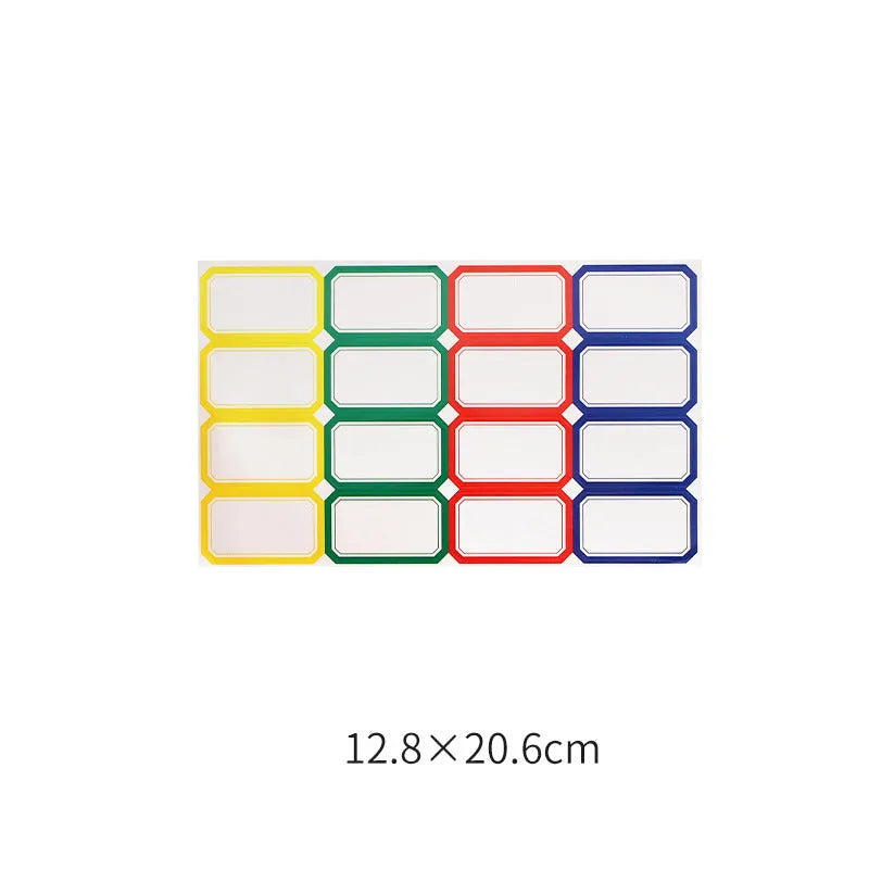 Assorted adhesive stickers and sticky notes showing grid formats and colourful designs with A6 ruler versions