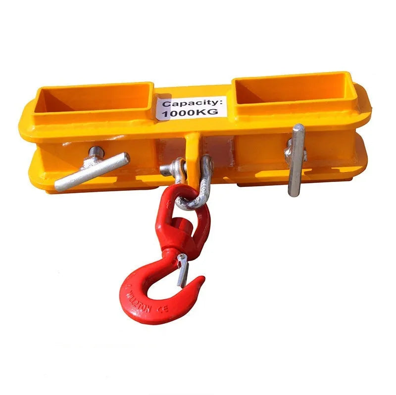 Forklift crane hook attachment with rotatable design and safety locking mechanism for 500kg lifting capacity