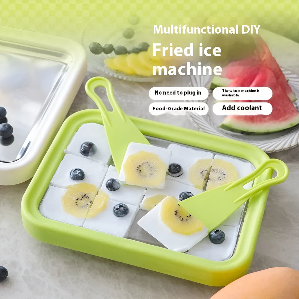 Children's DIY fried yogurt machine in green, pink, white, or rose red with aluminium gasket.