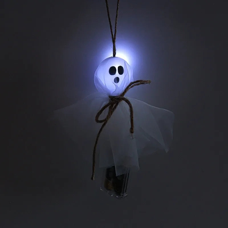 Halloween ghost LED lighting chain with battery box in colourful ghost theme options