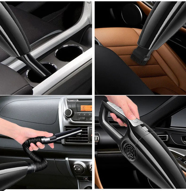 Black and orange cigarette lighter car vacuum cleaner with 3200 mbar suction power