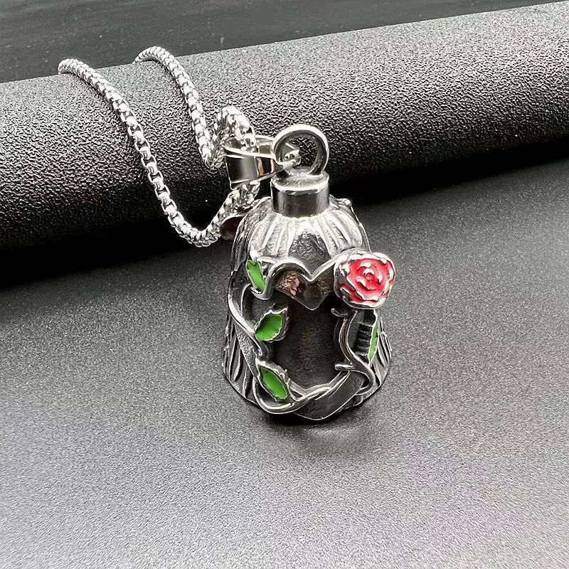 Titanium steel motorcycle bell with epoxy rose design and polished retro finish