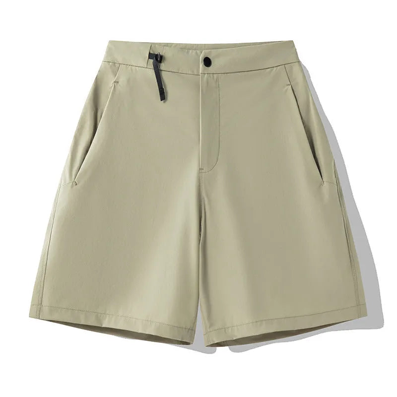 Men's solid colour quick-dry sports shorts with elastic construction for running and climbing.