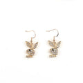 Full diamond pavé rabbit stud earrings in gold, pink, or silver colours