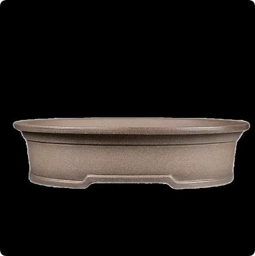 Handmade antique oval bonsai flower pot in purple sand for succulent plants.