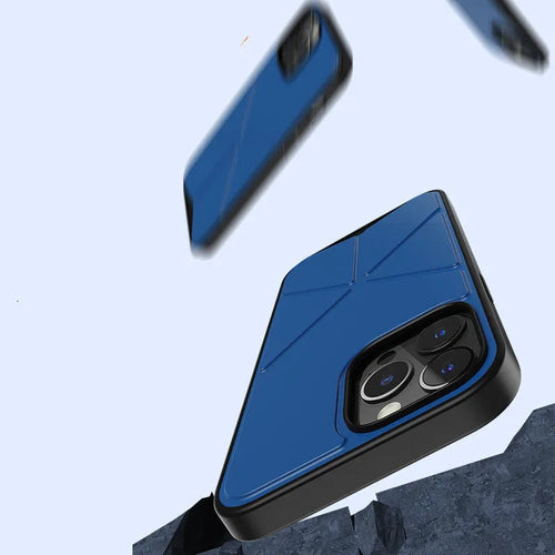 Simple solid-colour TPU back cover case for iPhone 13 series models in black and blue.