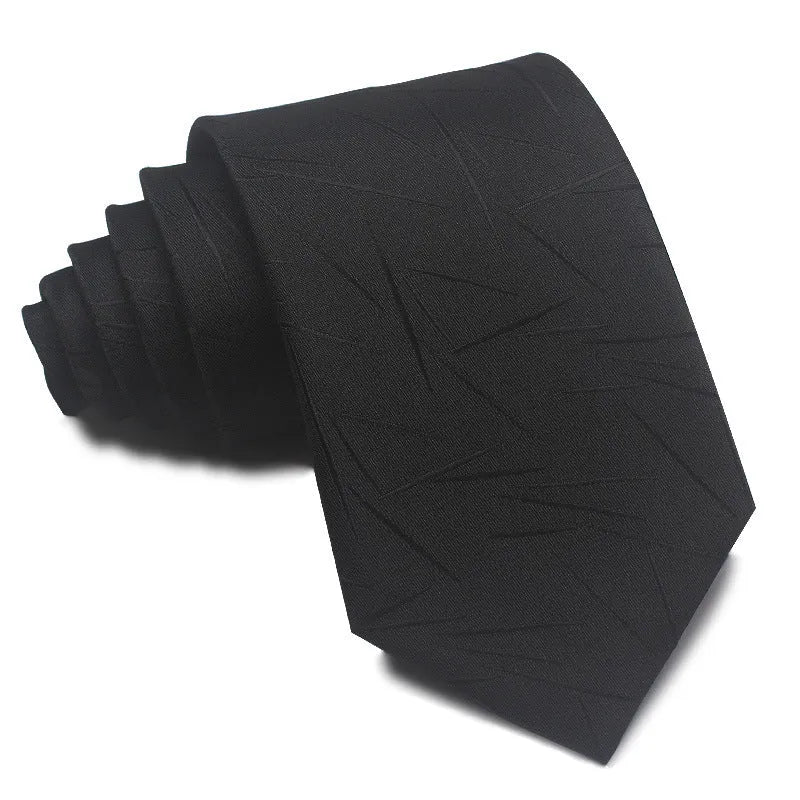 Men's red, black, and blue striped jacquard tie with an arrow shape and 8cm width.