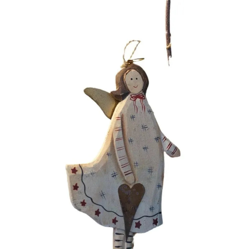 Carved wooden door plate pendant with hand-painted love heart and letter designs