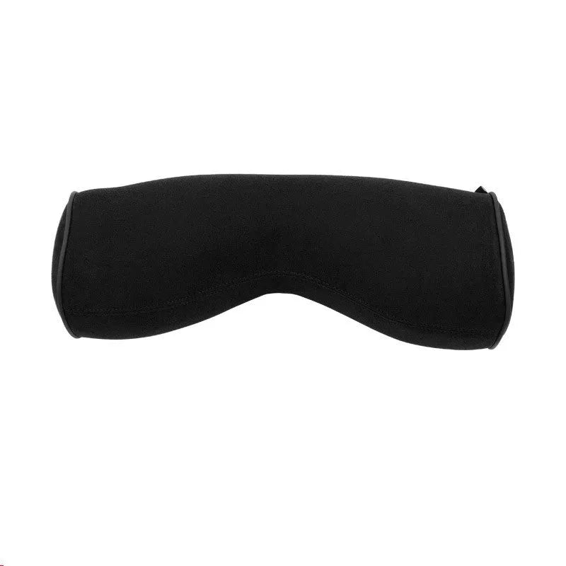 Car headrest cushion, lumbar support, and neck pillow set in brown colour on car seat