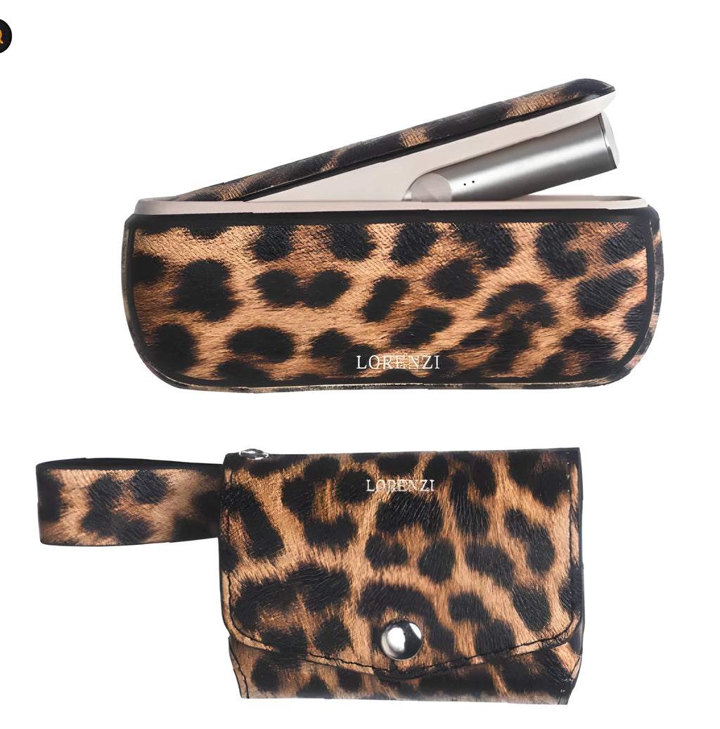 Clear PU leather storage bag in leopard or yellow colour for organising accessories and jewellery
