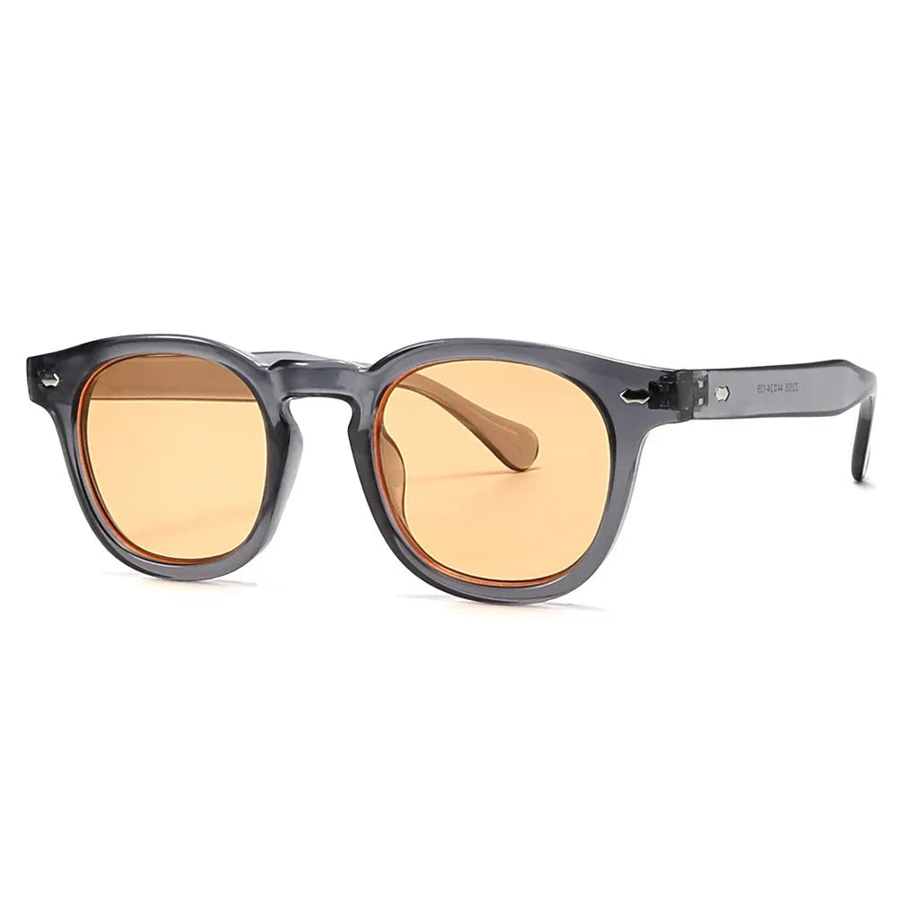 Simple round rim vintage style plastic sunglasses for sun protection with multiple frame and lens colour options
