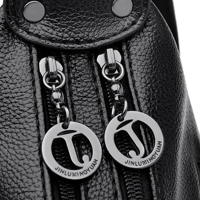 Large blue or black horizontal square women's PU shoulder bag with a zipper and soft handle.