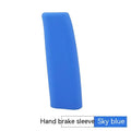 Silicone handbrake sleeve for car in black, grey, beige, red, and blue colours.