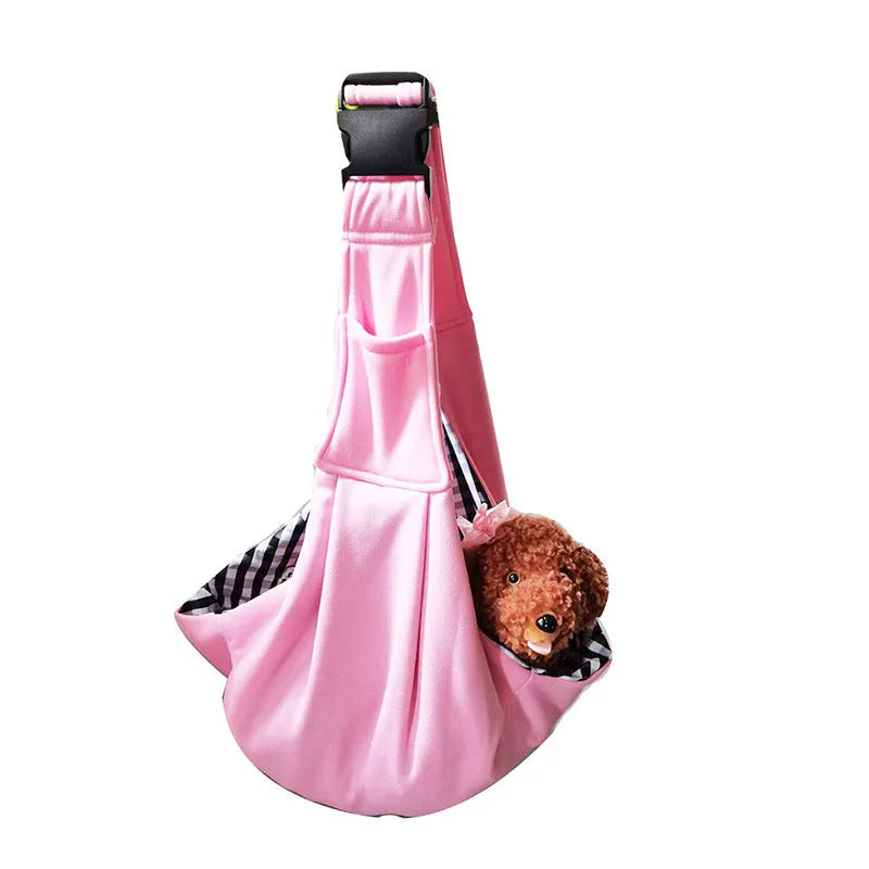 Folding cat messenger backpack with mesh panels shown in one of six colour options.
