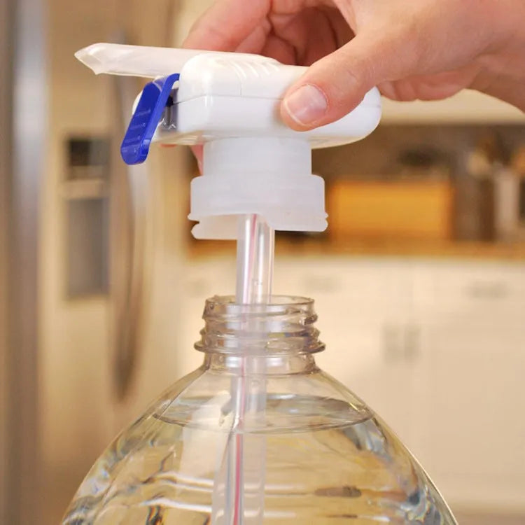 Electric pumping water device with silicone straws and blue press handle for beverage transfer