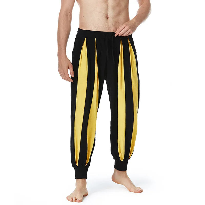 Men's straight leg casual trousers in brown, khaki, red or yellow colours with spring styling