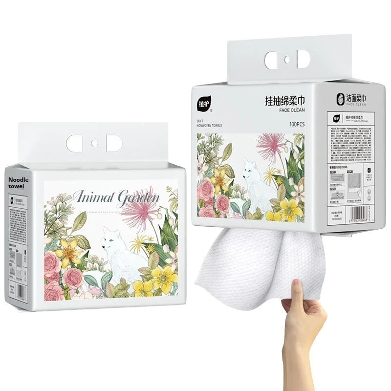 Disposable face cloth roll with hanging removable design containing 100 thickened sheets