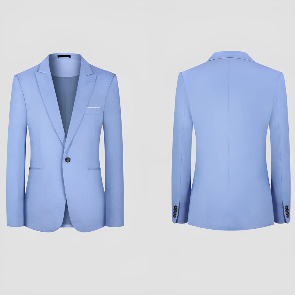Men's western style casual suit jacket in light blue and pink options with Asian size fit for spring and summer fashion