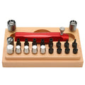 Steel watch repair tool kit with 20 barrel-opening extracting tubes for professional disassembly.